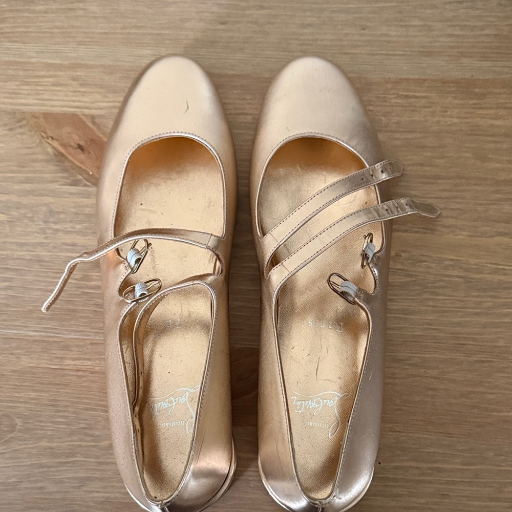 Christian Louboutin Metallic Rose Gold Mary Jane Flats